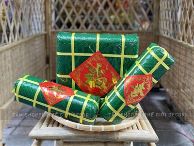 Set mô hình bánh chưng bánh tét mút xốp BIGSIZE [Gồm 01 chưng+ 02 tét] ĐK 40-50cm CHUNGTET-04